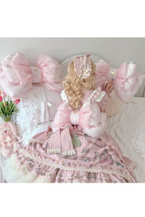 Light Pink Big Bowknot Metal Heart Nameplate Lolita Backpack - Product - 10