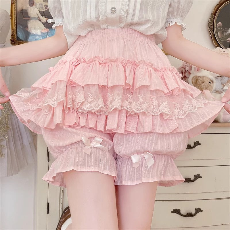 Lace Cotton Layered Lolita Pumpkin Pants 4 Colors - Product - 12