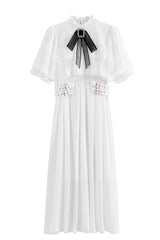 Sweet Short Sleeves Multi-Layered Lace Slim Jirai Kei Lolita Dress 4 Colors - White - 5