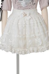 Sweet Ruffle Bowknot Lace Plus Size Japanese Lolita Skirt 3 Colors - White - 8