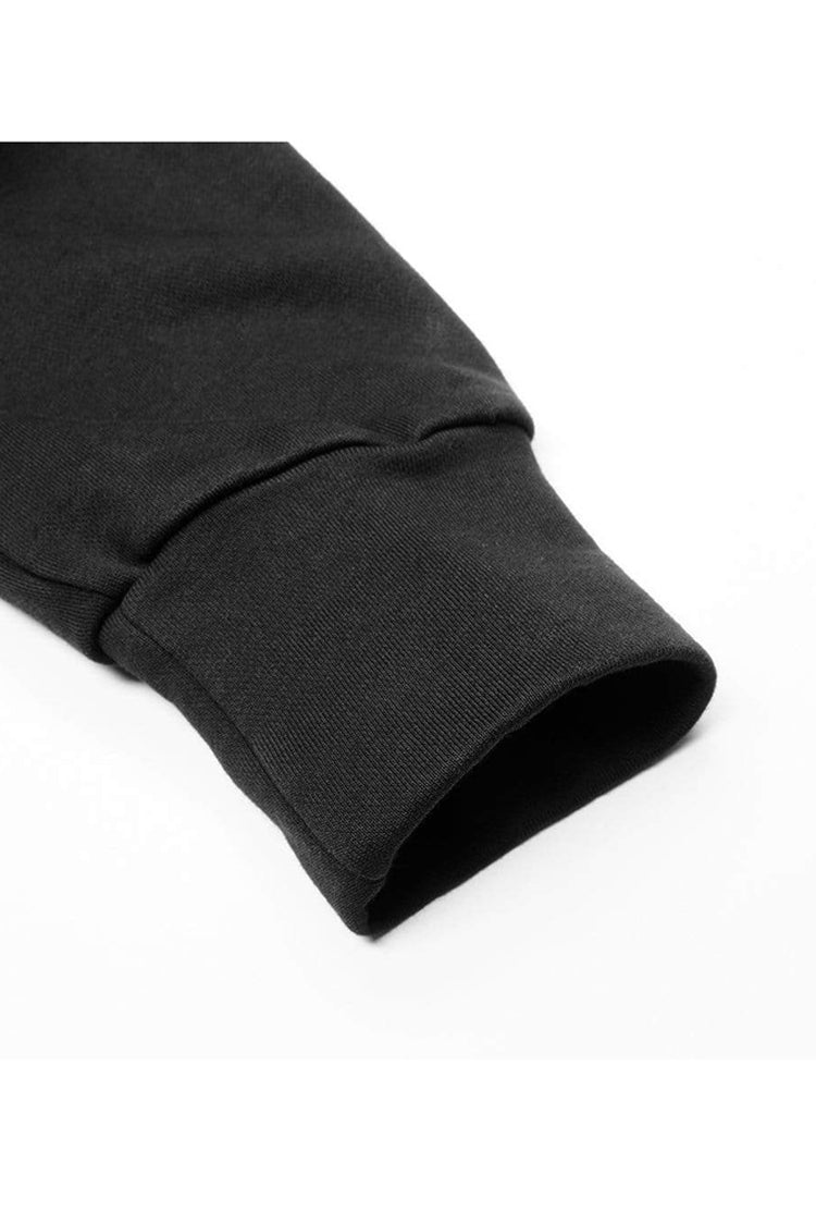 Black Punk Front Lace Up Decoration Long Sleeve Knit Hoodie Men's Coat - Product - 8