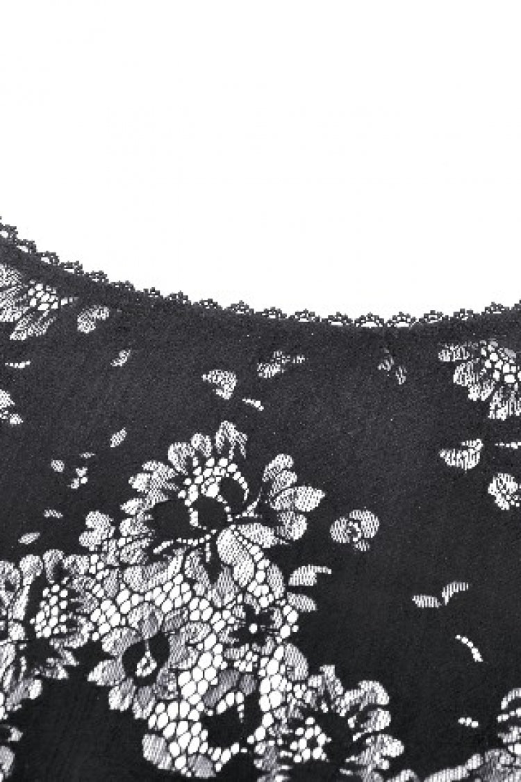 Black Long Flared Sleeves Lace Trimmed Lace-Up Women's Gothic Elegant Robe - Product - 17