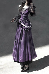 Purple [Madame Butterfly] Ruffle Bowknot Lace Sweet Elegant Gorgeous Lolita Jsk Dress - Product - 12
