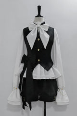 White Hunting Rabbits Long Sleeves Bowknot Gothic Vintage Ouji Fashion Lolita Blouse - Product - 2