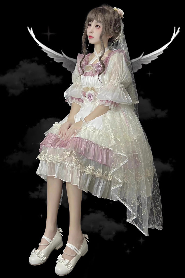 Purple [Spring of Boliya] Long Sleeves Multi-Layered Ruffle Bowknot Lace Lace-Up Sweet Princess Lolita Dress - Product - 8