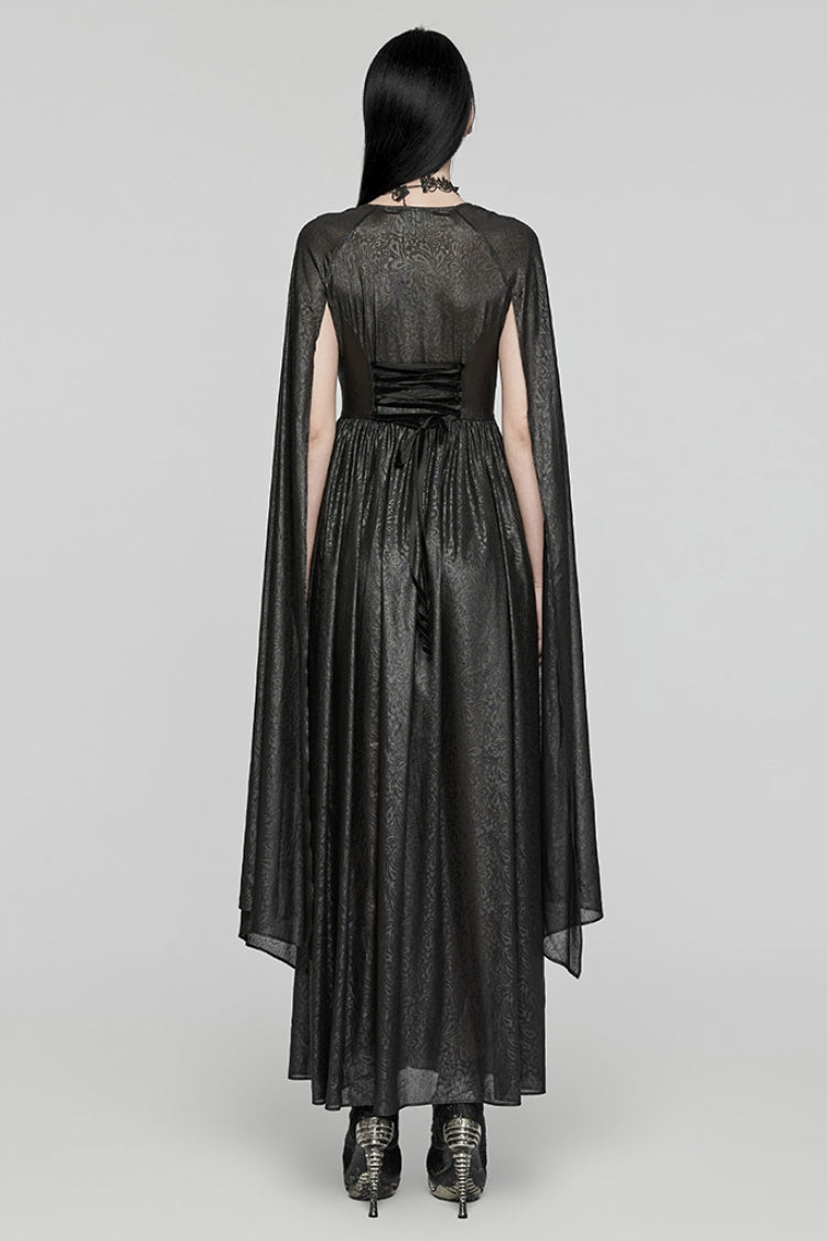Black V Collar Lace-Up Plunging Ball Gown Women's Gothic Dress - Product - 3