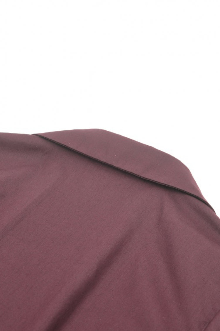 Wine Red Turn-down Collar Ruffled Long Sleeves Women's Gothic Blouse - Product - 16