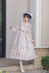 Multi-Color Chinese Style Elegant Flower Wall Print Sweet Lolita Dress - Product - 3