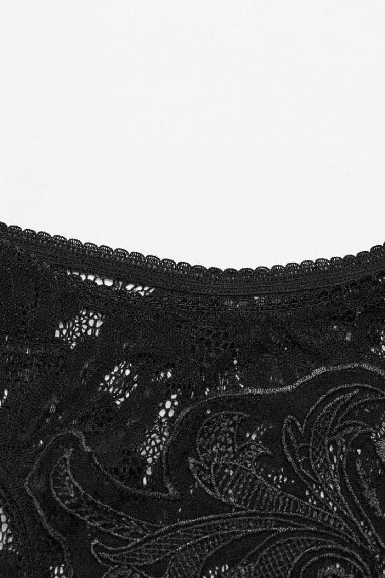Black Sleeveless Hollow Cross Embroidery Lace Womens Gothic Vest - Product - 7
