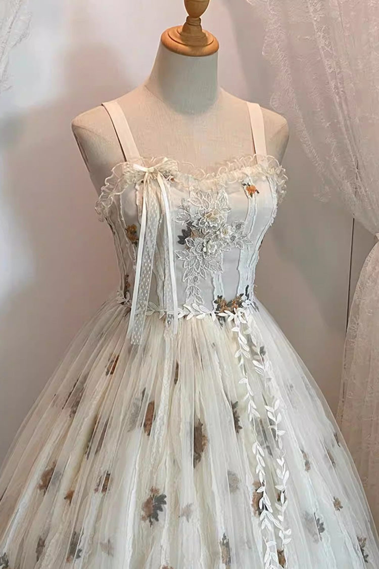 Apricot [Chloris] Printed Embroidered Lace Sweet Lolita Jsk Dress - Product - 10