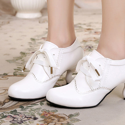 Table Leg Shaped Heel Silk Ribbon Retro Classic Lolita Shoes - Product - 7