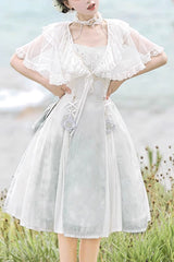 White Summer Dream Lotus Sleeveless Chinese Style Sweet Qi Lolita Jsk Dress - White - 1