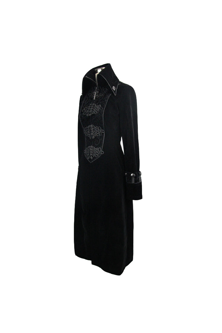 Black Retro Stand Collar Stage Costume Women's Gothic Coat - Product - 7