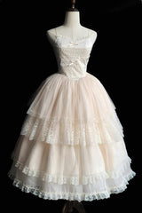 Ivory Tower Multi-layer Ruffle Embroidery Sweet Elegant Lolita Jsk Dress (Long Version) - Product - 4