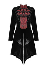 Black/Red Peak Lapel Collar Long Sleeves Multi-Layered Lace Mock Two-piece Women's Gothic Tailcoat - Product - 3