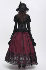 Red Stitching Floral Mesh Women's Gothic Skirt - Product - 13