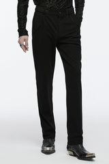 Black Buckle Floral Men's Gothic Waistband Pants - Product - 2