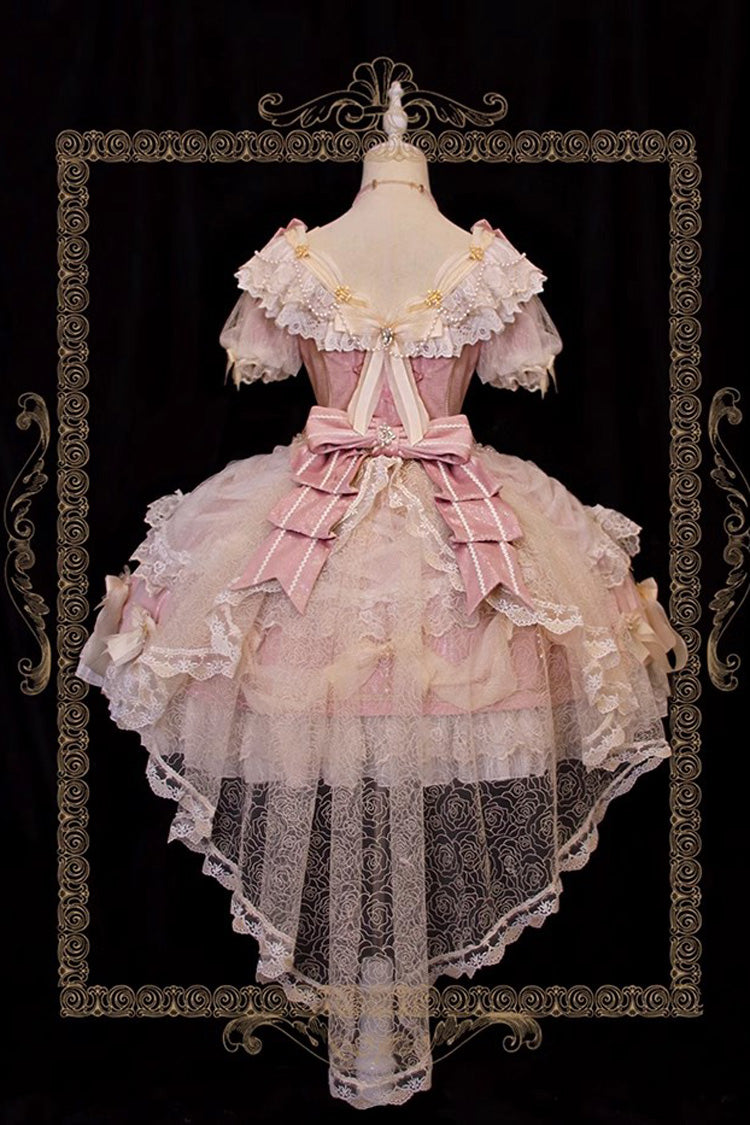 Pink [Girls' Day] Short Sleeves Multi-Layered Ruffle Bowknot Lace Sweet Lolita Dress 2 Versions - Product - 7