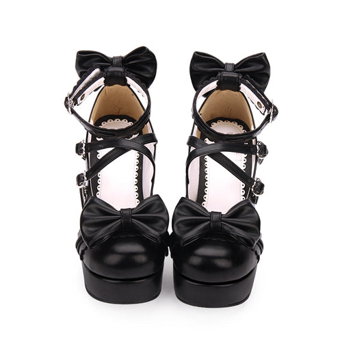 Bowknot Round-toe Sweet Lolita High Heel Shoes - Product - 6