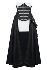 Black Chain Shaped Ribbons Zipper Up Leather Big Swing Punk Womens Half Skirt - Black - 1