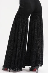 Black Chain Jacquard Floral Hollow Lace Women's Gothic Pants - Product - 12