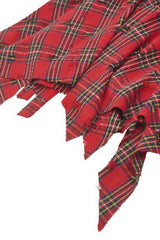 Red Buckled Frayed Asymmetric Hem Women's Punk Grunge Plaid Mini Slip Dress - Product - 27