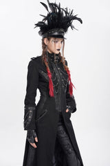Black Women's Punk Cool Skull Plumed Chain Hat - Product - 5