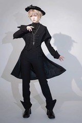 Black Vintage Medieval Prince Ouji Lolita Slim Fit Shirt - Product - 6