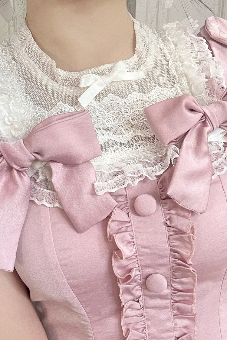 Pink Annie's Gift Short Sleeves Bowknot Short Version Sweet Lolita Dress (Plus Size Support) - Product - 5