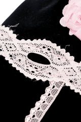 Black/Pink Lace Splice Velvet Lace-Up Women's Grunge Bustier - Product - 13