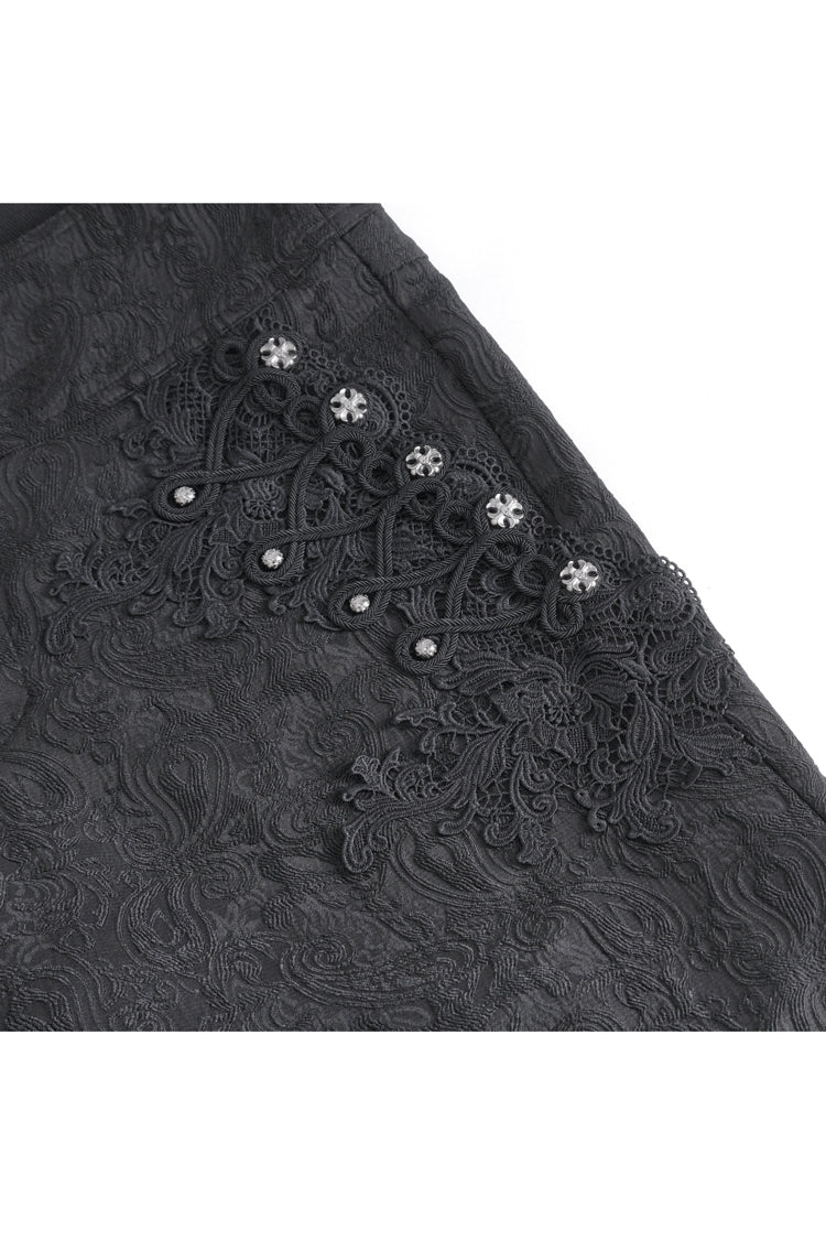 Black Jacquard Embroidery Men's Gothic Pants - Product - 10