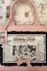 Pink Antique Doll Wall Print Sweet Japanese Lolita Handbag - Product - 5