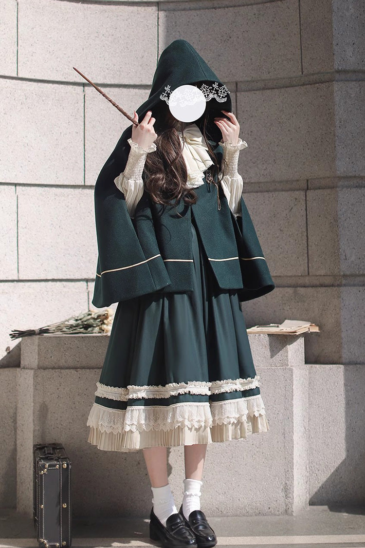 Green [Artemis SP] Ruffle Bowknot Lace College Style Elegant Lolita Jumper Dress - Product - 3