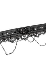 Black Leather Metal Rivets Lace Women's Gothic Chocker - Product - 6