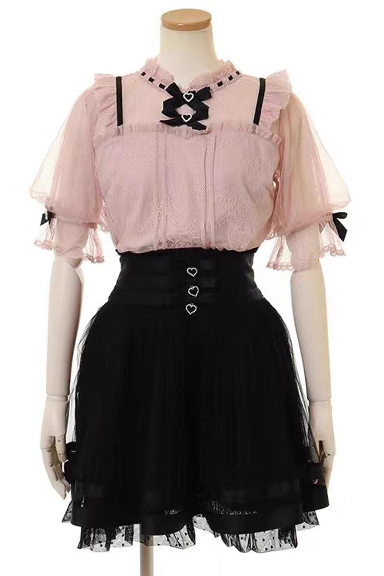 Japanese Multi-Layered Ruffle Lace Sweet Jirai Kei Skirt 3 Colors - Product - 5