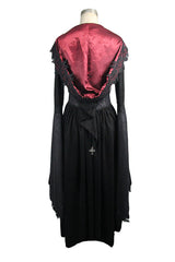Gothic Black Pointed Hat Velveteen Floral Tunic Womens Coats - Product - 6