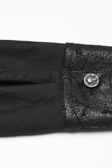 Black Lapel Collar Long Sleeves Stitching Buckle Straps Men's Punk Blouse - Product - 8
