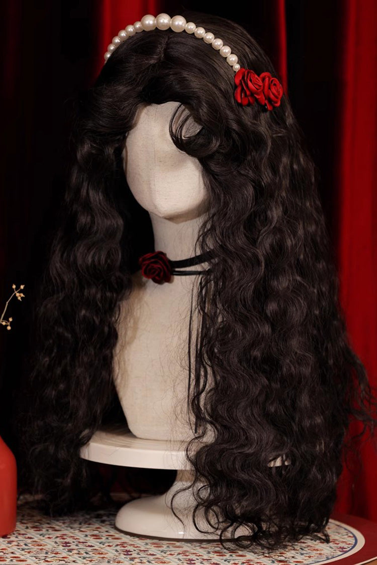 Matte Black [Gypsy Rose] Vintage Elegant Fluffy Wool Lolita Curl Wig - Product - 4