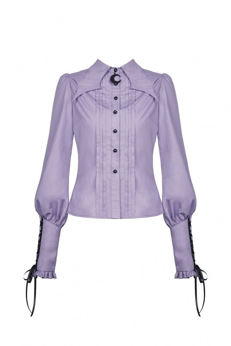Purple Star Collar Long Puff Sleeves Women's Gothic Witch Blouse - Product - 3