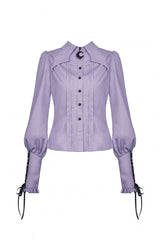 Purple Star Collar Long Puff Sleeves Women's Gothic Witch Blouse - Product - 3