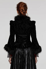 Women's V Collar Long Sleeves Faux Fur Stitching Gothic Coat 4 Colors - Product - 2
