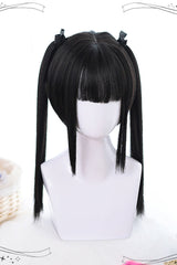 Black Natural Double Ponytail Short Hair Classic Lolita Wigs - Product - 2