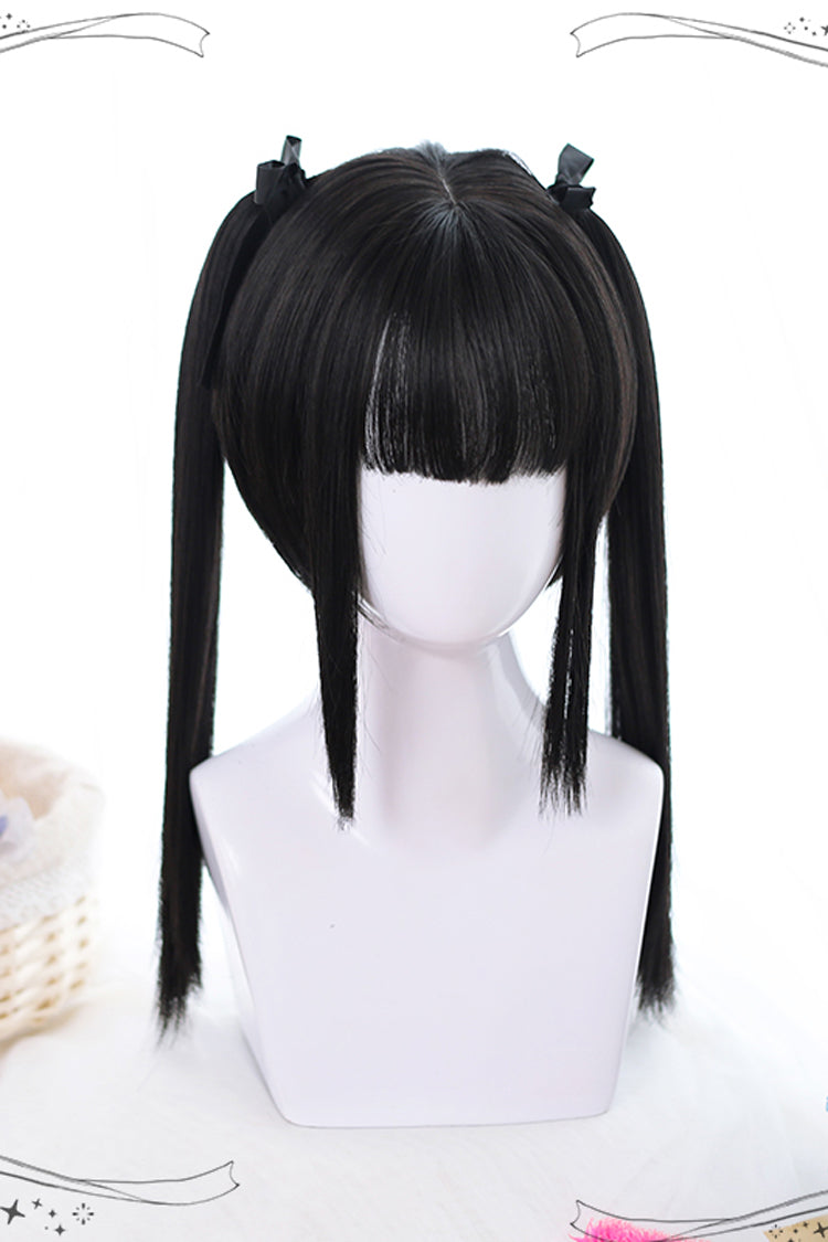 Black Natural Double Ponytail Short Hair Classic Lolita Wigs - Product - 2