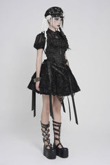 Black Bow Lace-Up Slim Zippered Women's Gothic Swallow-tailed Vest - Product - 2