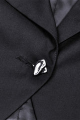 Black Lapel Collar Long Sleeves Chain-Decorated Women's Punk Irregular Short Jacket - Product - 17