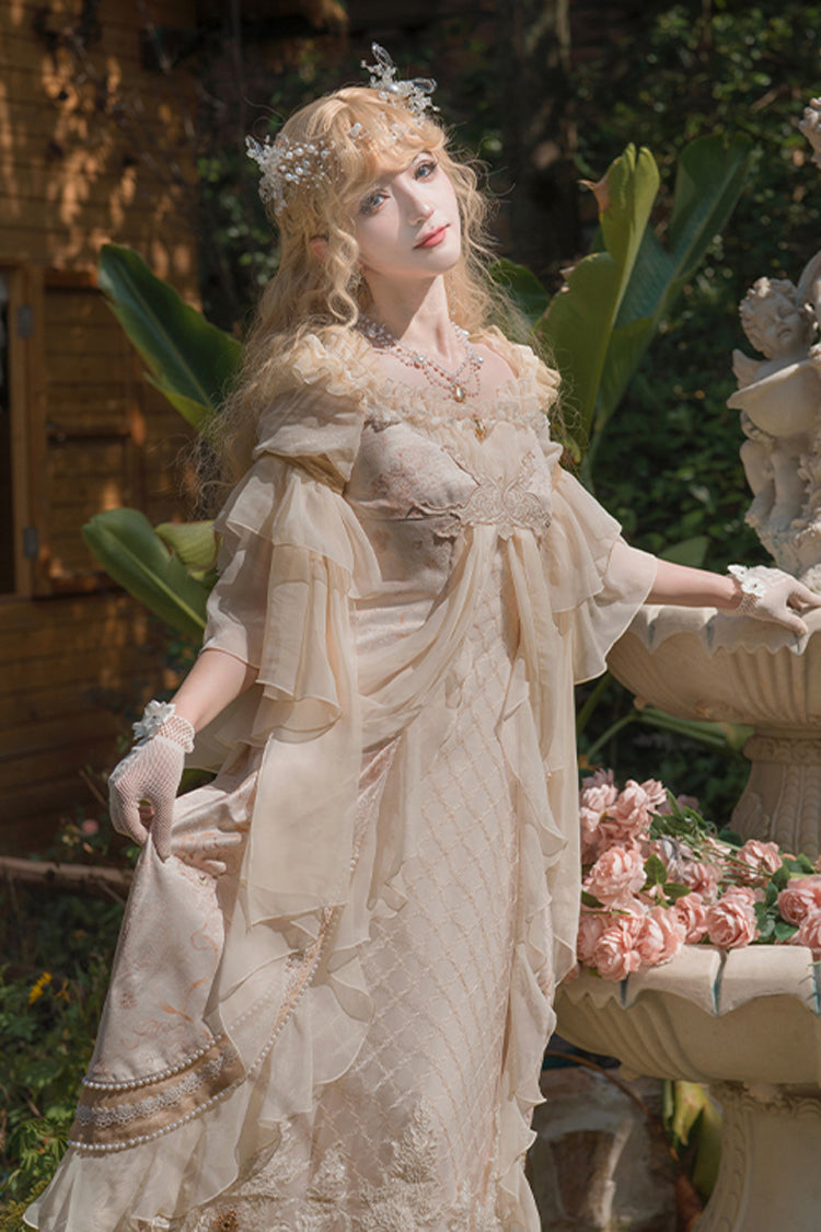 Pink [Bathing in the Light] Short Sleeves Ruffle Embroidery Lace Sweet Elegant Lolita Dress - Product - 2