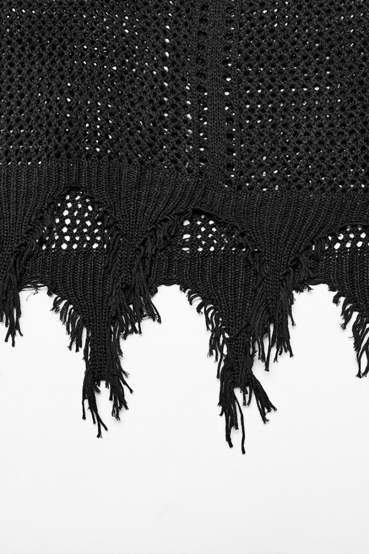 Black V Collar Sleeveless Plunging Mesh Women's Gothic Dress - Product - 6