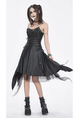 Black Lace Irregular Women's Gothic Jsk Dress - Product - 2