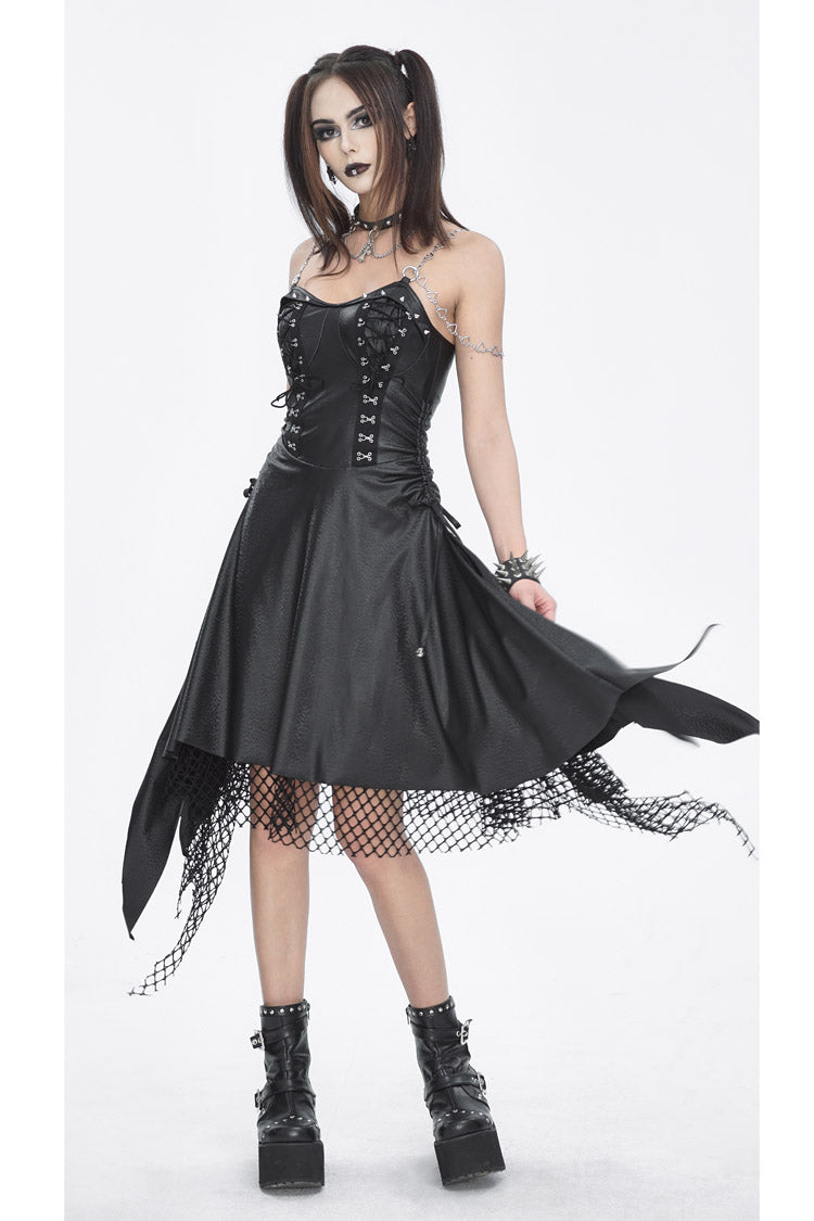 Black Lace Irregular Women's Gothic Jsk Dress - Product - 2