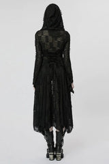 Lace Mesh Irregular Hem Hooded Womens Gothic Coat 2 Colors - Product - 4